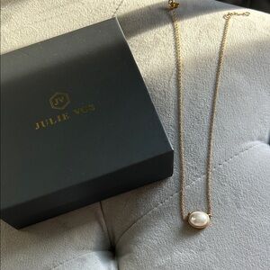 Julie Vos Gold Necklace with Pearl Accent